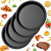 ANTHYTA 4 Pz Set di Teglie per Pizza da Forno 18CM Piastra per Pizza Stampo per Crostata in Acciaio al Carbonio Rivestimento Antiaderente Teglia Rotonda per Torta Quiche Pizza Cheesecake Pie - Nero