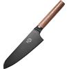 MITSUMOTO SAKARI 7 Pollici Coltello Da Cuoco Giapponese, Professionale Nero Rivestito In Titanio Santoku Chef's Knife, Tedesco Premium In Lega Di Acciaio Carne Sushi Coltelli Da Cucina