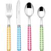 EXZACT Set Posate 24 Pezzi Acciaio Inox con Manici Colorati, Servizio per 6 Persone, Motivo a Quadretti