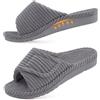 Litfun Pantofole ortopediche da donna, con supporto per arco plantare, pantofole regolabili a punta aperta, in velluto a coste, con memory foam, per fascite plantare, Grigio, 37.5 EU