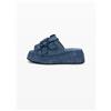 Desigual, sandalo con zeppa in denim, Donna, Cotone, Blu, 36