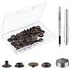 MSDADA 10 Set Bottoni a Pressione Color Ottone, Bottoni Decorativi Vintage 15mm con Strumenti per Artigianato, Pelletteria, Progetti Fai da te