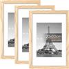 upsimples Confezione da 3 Cornici portafoto, Cornice 20 x 30 cm Legno | Con Supporto Orientamento Orizzontale o Verticale, Cornici per Ppuzzle, Parete, Poster, Diploma Universitario