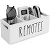 KTCINA Porta telecomandi a 3 scomparti in legno per telecomandi TV, grande organizer per telecomandi, portapenne, accessori per comodino, comodino (bianco)
