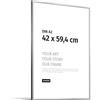 JUNOMI® Cornice portafoto A2 (42 x 59,4 cm), alluminio argento lucido elegante - profilo slim, vetro acrilico antiurto, appendiatura orizzontale e verticale