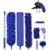 Bixury 8 Pezzi Spolverino per Polvere Spolverino Microfibra Lavabile Blu | 8 Pezzi Spolverino, Bastone Telescopico per Pulizia 280 cm, Scopa Polvere Pulizia Ventilatori Soffitto Ragnatela Tetti Blu