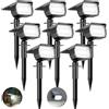 btfarm 8 Pezzi 72LED Faretti Solari a LED da Esterno, 3 Livelli di Luminosità Lampade Luci Solari da Giardino Potenti, IP65 Impermeabile Lampada Lampioni Solare per Cortile, Alberi, Bianco Freddo