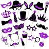 Zonon 24 Pezzi Foto Props per Feste Foto Booth Compleanno Accessori Cappelli, Bicchiere di Vino, Rossetto, Cravatta, Corone e Altro per Festa di Varietà Compleanno Matrimoni (Nero e Viola)
