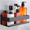 Cooeco Mensola Doccia, Portaoggetti Doccia Autoadesiva in Acciaio Inox, Porta Shampoo Doccia Design Minimalista - Facile Installazione Senza Forare Organizza i Tuoi Prodotti da Bagno e Cucina Nero