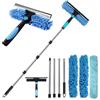 AONAT Kit Pulizia Vetri Telescopico 2-in-1 fino a 180 cm,Set Professionale con Racleta in Silicone,Paños in Microfibra,Manico Estensibile per Finestre Alte,Vetro,Doccia,Specchi & Auto