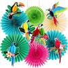 SUNBEAUTY 12 decorazioni per feste hawaiane. Contiene 6 scomparti di carta, 6 decorazioni tropicali per uccelli, ghirlande da appendere, scomparti di carta e pappagallo. Palline a nido d'ape per