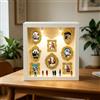 HBSFBH DIY Mini Museum Silhouette Box, Shadow Box Frame Kit with 8 Gold Mini Frames & Figurines, Mini Cornice Museo Personalizzata con luce a LED per anniversario, matrimonio, decorazione della casa