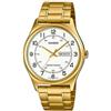 Casio Orologio da polso da uomo al quarzo classico cinturino in acciaio inox oro cassa in ottone display analogico bianco - MTP-V006G-7B