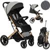 Momi Passeggino MoMi ESTELLE DAKAR a partire da 6 mesi (fino a 22 kg), pieghevole con cintura di sicurezza a 5 punti, cestino porta spesa e funzione di apertura, manico telescopico per il traino