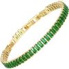 RIZILIA Bracciale Tennis Donna Not-Your-Basic con Smeraldo Simulato Verde Taglio Princess Rettangolare 3mm in Oro Giallo 14K, Base 16,5cm + Estensioni 1,5/2,5cm fino a 18-19cm