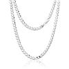 Aka Gioielli® - Collana Donna Uomo in Argento Sterling 925 Rodiato - Catena 6.3 mm Maglia Grumetta Piatta Diamantata - lunga 60 cm