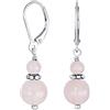 Bling Jewelry Gemma Naturale Rosa Pallido Quarzo Rosa Boho Bali Milgrain Bordato Perline Rondel Separatore Doppia Palla Rotonda Dangle Orecchini Per Le Donne Teen .925 Sterling Silver Lever Back