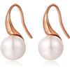 ZDaoBen Orecchini Perle in Argento Sterling 925 Perle Orecchini Pendenti Regali di Gioielli con Perles con zirconi cubici per Donne Placcato oro rosa 8 mm Bianco