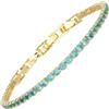 RIZILIA Bracciale Tennis Minimalista Donna con Zirconi Acquamarina 3mm Taglio Rotondo Placcato Oro Giallo 14K, Lunghezza 16.5cm + Estensori 18-19cm