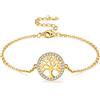 Jrêveinfini Albero della Vita Bracciale Donna Oro Argento 925, Bracciale Portafortuna Donna Bambina, Bracciale Mamma, Regalo Natale Compleanno Anniversario Donna Bambina