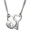 AKA Gioielli - Collana per 2 in Argento 925 con Doppio Ciondolo Cuore e Chiave, Regalo per Fidanzati o Amicizia