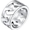 U7 Anello Uomo a Catena Cubana, Larga Fascia Anello Uomo Acciaio Inossidabile, Argento Anello Spinner Uomo Ragazzo Maschile, 14 Misura Anello Uomo Catena per Rock Hiphop Rapper