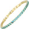 RIZILIA Bracciale Tennis Statement Donna Zirconi 4mm Acquamarina Simulato Oro Giallo 14K Placcato, 16,5cm + Estensione 18-19cm, Scatola Regalo. Elegante Gioiello di Tendenza per un Look Unico.