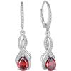 YL Orecchini a nodo in argento Sterling 925 con 12 pietre portafortuna, con zirconi, idea regalo per donna, mamma, fidanzata, Argento, Granato