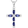 YL Collana Croce Argento 925 con Dicembre Pietra portafortuna Tanzanite Regali con ciondolo crocifisso per donne mamma, 45-48 CM