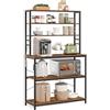 VASAGLE Scaffale Cucina, Mobile Cucina, Scaffale per Microonde, 6 Ripiani, 6 Ganci, Struttura in Acciaio, Stile Industriale, 40 x 100 x 167 cm, Marrone Vintage e Nero Inchiostro KKS039K01