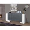 Dmora Credenza Fabio, Madia da Cucina a 2 Ante e 3 cassetti, Buffet da Soggiorno, Madia da Cucina, 100% Made in Italy, cm 210x45h85, Bianco Lucido e Ardesia