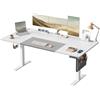 SONGMICS Scrivania Regolabile in Altezza Elettrica, 180 x 80 cm, Scrivania Elettrica, Tavolo con Memoria per 4 Altezze, Porta USB-C, Bianco Nuvola e Grigio Tortora LSD028WZ03