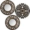 DRW Set di 3 Applique da Parete tonde con specchi in melammina in Oro 25 cm, 25cm
