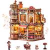 ROKR Dream Coffee Factory Casa Miniatura Meccanica per Adulti EAB02 | Parti mobili Luci LED Musica jazz Scena caffetteria Montaggio immersivo Decorazione da collezione Regalo per collezionisti