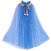 Proumhang Capo Principessa per Ragazze,Mantello Principessa Colorato,Paillettes Scintillanti Tulle Principessa Fancy Dress,Halloween Carnevale Mantello Blu Scuro L
