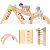 LOL-FUN Montessori - Struttura da arrampicata 7 in 1 in legno per bambini, pieghevole, giocattolo da arrampicata Pikler, triangolo, con rampa e arco, per giochi al coperto e palestra della giungla per