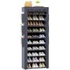 OYREL Scarpiera a 11 Ripiani in Tessuto Antipolvere Chiusa o Aperta, Scaffale Portascarpe con Copertura di Tessuto, 6 Tasche Laterali, per Scarpe da Ginnastica, Tacchi Alti, Ciabatte