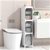 Enjinkail Mobile da bagno sottile, autoportante in plastica con porta, piccolo carrello impermeabile con ruote per ufficio, soggiorno, cucina, ingresso (21 x 97 x 34 cm, 3 livelli)