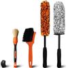 YeewayVeh Kit di spazzole per ruote auto, 4 pezzi, detergente per cerchioni in microfibra, arancione/bianco