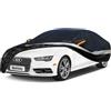 Holthly 10 Strati Copri Auto Felpato 100% Impermeabile,Telo Copriauto Antipolvere Antigraffio Anti UV Sole,Telone Auto per Audi A8/S8, Alpina B7, BMW 7 Series, Mercedes S Klasse, Jaguar X. Nero C9