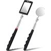 Greluma 2 Pz Specchio di ispezione telescopico Illuminato, Flessibile, Retrattile, con Estensione a LED per Auto, Rotondo, con Strumenti di Raccolta della Luce