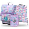 Baagl Set di 3 zaini per la scuola Ergo per la prima classe, zaino ergonomico per la scuola elementare con cintura toracica, candy, Set per la scuola