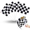 Heqishun 30 Bandiere a Scacchi con Bastoncini di Plastica Banner Race Car Bianco e Nero di Poliestere per Decorazione di Eventi e Festività