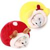 CHUANGOU 2 Pezzi Piccoli Animali Letto，Mini casa per criceti，per Conigli, Porcellini D'India, Criceti.（Giallo e rosso）