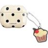 PIQIUZC Custodia protettiva per AirPods 4, con grazioso motivo a pois con ciondolo, per Air Pod 4, custodia protettiva alla moda e divertente (bianco sporco)