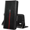 MAMA MOUTH Cover Per Google Pixel 9 Pro XL, Custodia Flip Pelle Portafoglio, Magnetica Libro Slot Schede Cover, Silicone TPU Bumper Wallet con Supporto Antiurto Case Per Pixel 9 Pro XL Nero Profondo