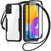 FERLAN Cover per Samsung Galaxy M52 5G con Cordino, 360 Gradi Antiurto Custodia con Protezione Schermo Integrata Trasparente Rugged TPU Bumper Doppia Protettiva Cover per Samsung Galaxy M52 5G -Nero