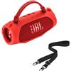 Hzycwgone Custodia per JBL Charge 6,Borsa Cover Case in Silicone Viaggio Trasporto Pelle Accessori con Tracolla per JBL Charge 6 Speaker Bluetooth Portatile Wireless,Rosso