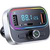 GUANDA TECHNOLOGIES CO., LTD. Trasmettitore FM Bluetooth per Auto, Doppio Microfono per Chiamate in Vivavoce, Caricatore USB per Auto QC 3.0&PD 20W per Tutti i Lettori Audio di Smartphone, Supporta Schede TF/SD e Disco USB