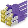 1aTTack.de Cavo di rete Ethernet Lan Cat.7 SFTP spina RJ45 Cat6a doppia schermatura 10000 Mbit/s compatibile con Cat5 Cat6 Cat6a Cat8 per switch Router Modem Patchpanel Viola / 5 pz 3 metri
